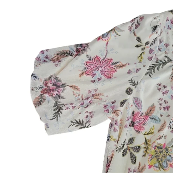 Lane Bryant Buttercup Yellow Floral Blouse Sz 18/20 Flowy Top Romantic Spring - Picture 5 of 14